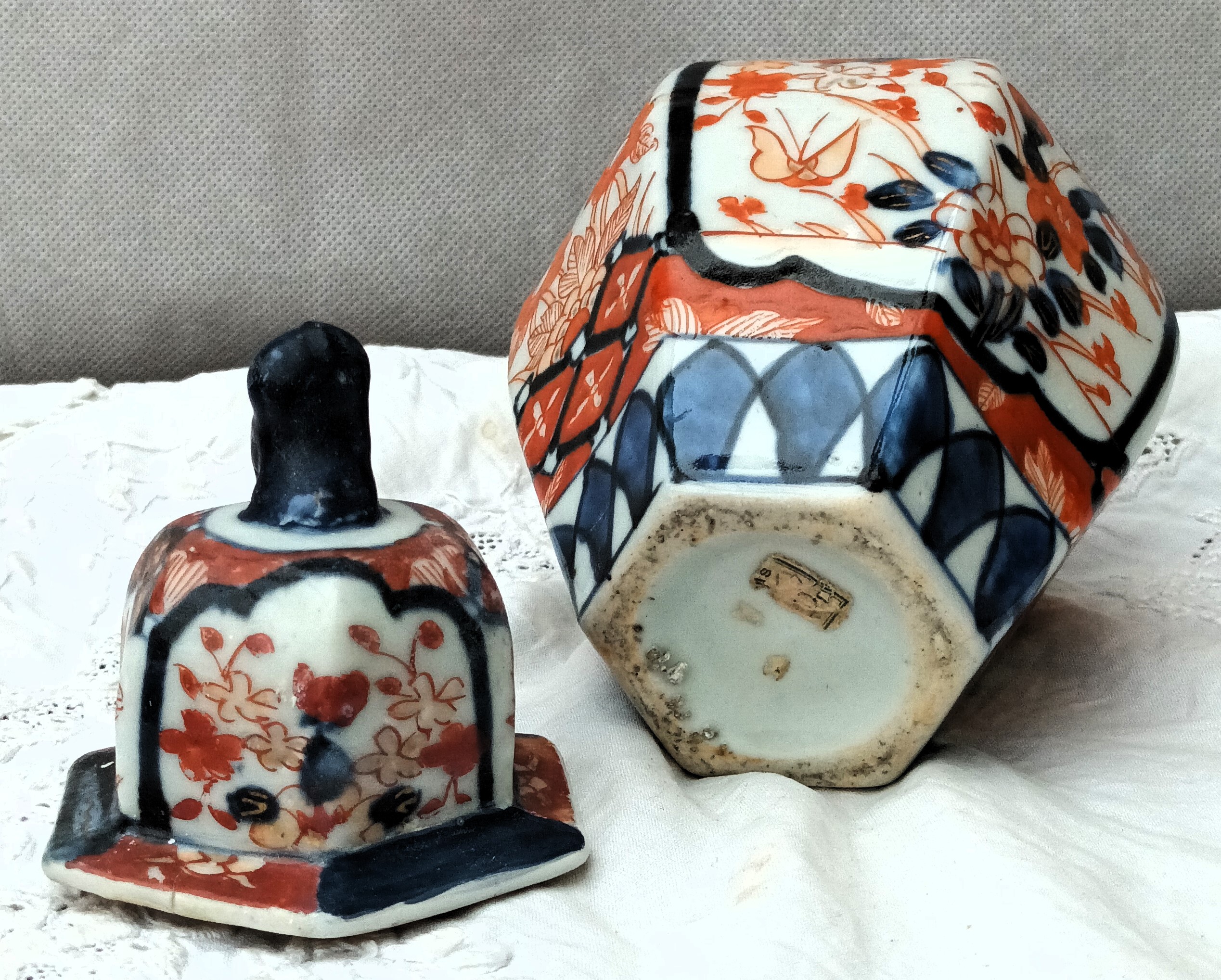 Antique Japanese Meiji Period Imari Porcelain Vase & Cover Antique Ceramics 7